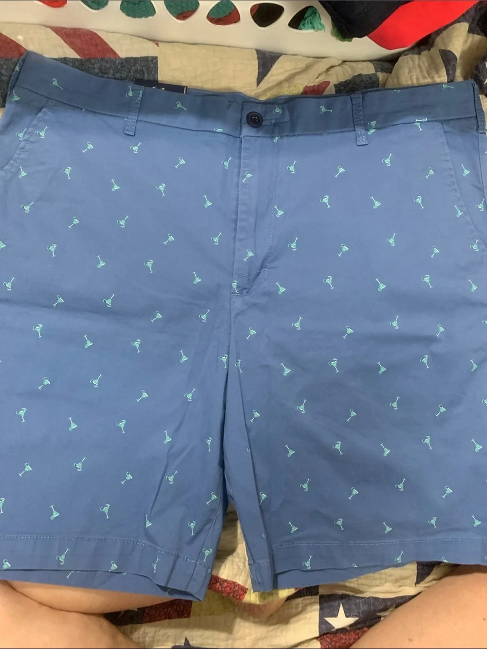 Izod Blue Shorts with Teal Margarita Glass Motif